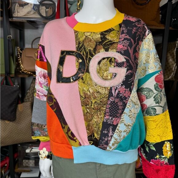 Dolce & Gabbana Quilted Embroidered Logo Iconic Sweatshirt Sweater 36 - Picture 3 of 12